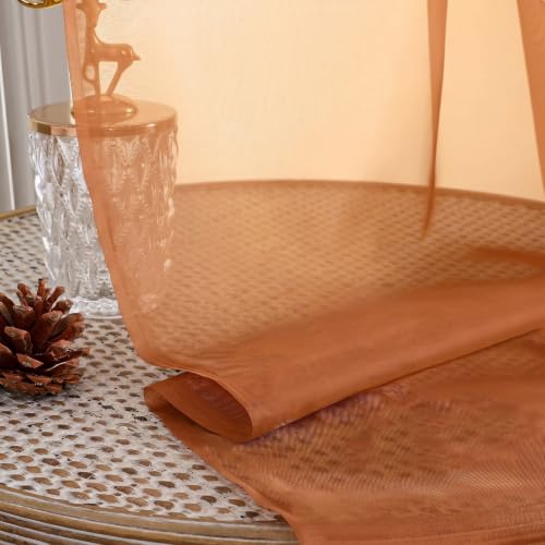 Orange Sheer Curtains 63 Inches Long 2 Panels Set (Orange / 59"W x 63"L (Pack of 2))
