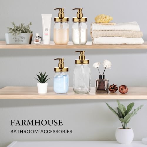 Plastic Mason Jar Soap Dispenser with Pump Lid 16OZ (Gold)