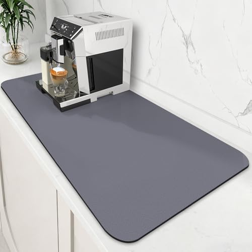 Coffee Mat Super Absorbent Dish Drying Mat Coffee Bar Mat 18"x 36" (Gray / 36" x 18")