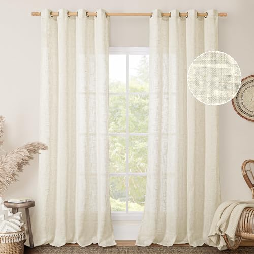 102 inch Long Natural Linen Curtains for Living Room 2 Panels (52"W x 102"L (Pack of 2) / Natural)