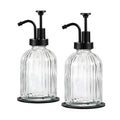 12oz Clear Glass Liquid Soap Dispenser (Clear, Black Pump, 2pcs)