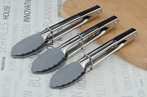 7 Inch Silicone Utility Tong Kitchen Tongs (7-inch / Gray)