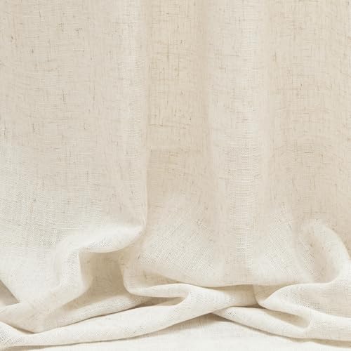 Kitchen Window Curtains Half Sheer Drapes 45 Inches Long (50"W x 45"L (Pack of 2) / Linen)
