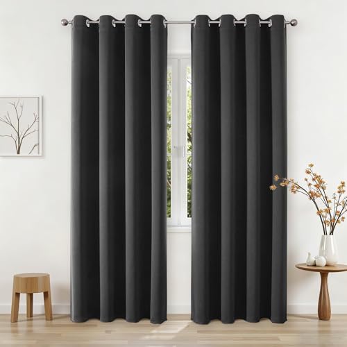 84Inch Blackout Curtains for Bedroom (Grey / 52"W x 84"L (Pack of 2))