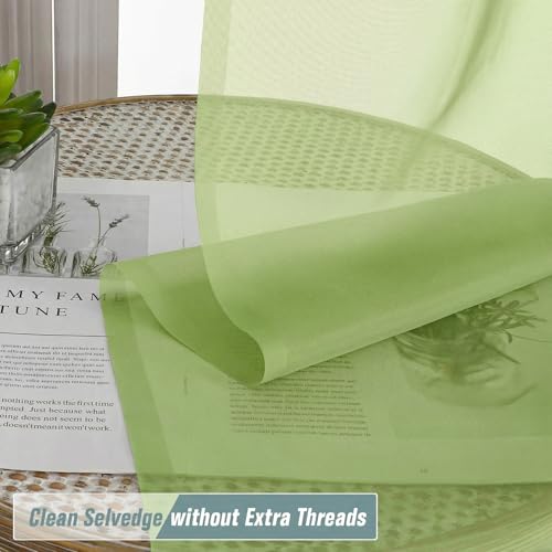 Sheer Curtains 84 Inches Long 2 Panels (42"W x 84"L (Pack of 2) / Lime)