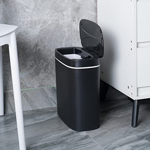 14 Liters Automatic Bathroom Trash Can with Lid (14L Black)