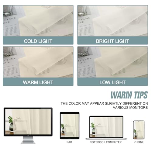 Extra Wide Cream Sheer Curtains for Windows 108 inches Long (59"W x 108"L (Pack of 2) / Cream)