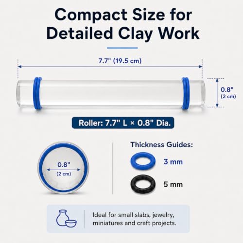 Clay Rolling Pin Thickness Rings (Clear)