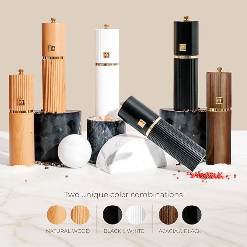 Wooden Salt and Pepper Grinder Set (Black and Dark Wood)