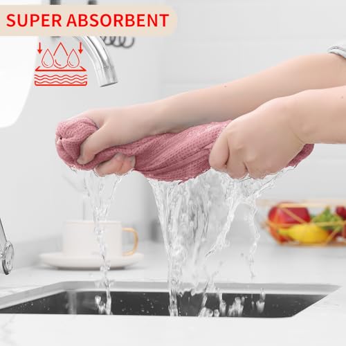 100% Cotton Waffle Weave Kitchen Dish Towels 6 (Dried Rose / 13 X 28 - 6 Pack)