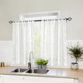 White Kitchen Sheer Tier Curtains Leaf Embroidered (30"W x 36"L (Pack of 2) / 4-white)