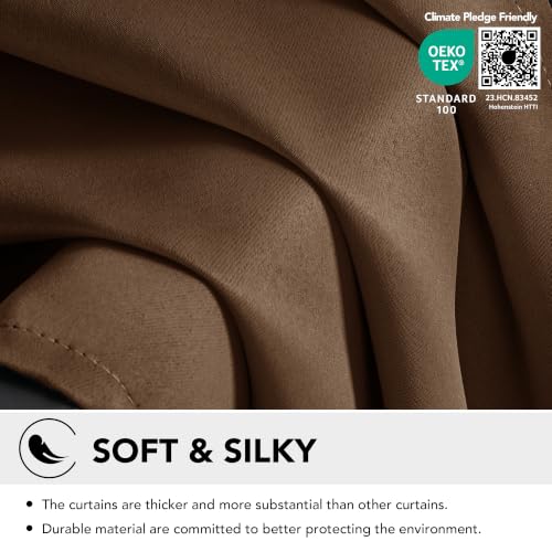 Blackout Curtains for Bedroom 108 Inches Long (Brown / 70"W x 108"L (Pack of 2))