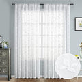 White Sheer Curtains Vine Embroidered (52"W x 84"L (Pack of 2) / Vine White)