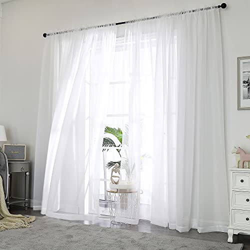 White Sheer Curtains 72 Inch Long 2 Panels for Living Room 42" Wide (White / 59"W x 72"L (Pack of 2))