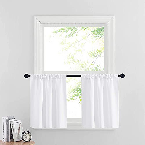 Cafe Curtains 24 inch Length (Pure White / 29"W x 24"L (Pack of 2))