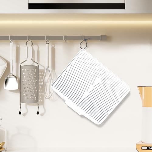 Silicone Dish Drying Mat for Kitchen counter (Ivory-2pcs / 15.8" x 13")