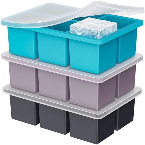 Large Ice Cube Tray for Whiskey (Black+Deepskyblue+Purple)