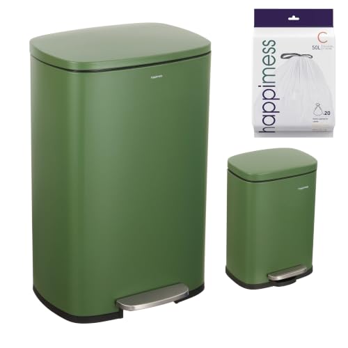 Connor 2 Piece Iron Trash Can (Pine Green)