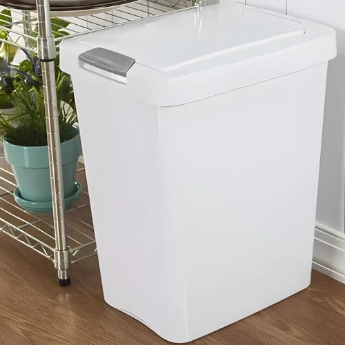 7.5 Gallon White Wastebasket with Touch