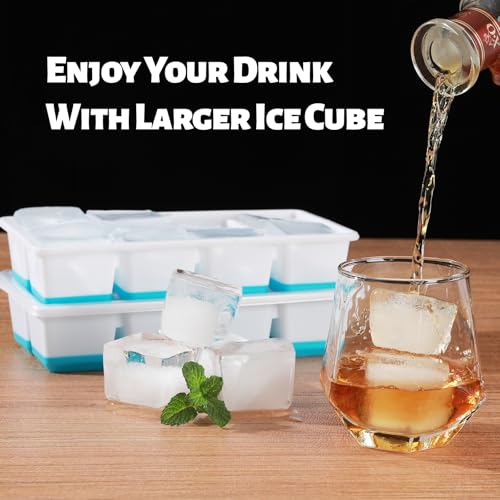 Large Ice Cube Trays with Lid (4 Black Gray)