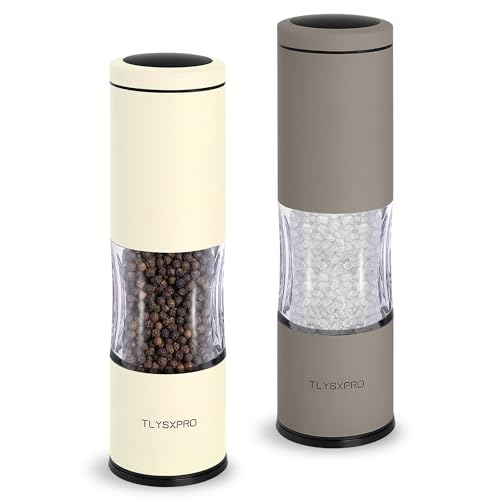 Salt and Pepper Grinder Set with Adjustable Coarseness (Set of two manual grinders / Greige&Buttercream)