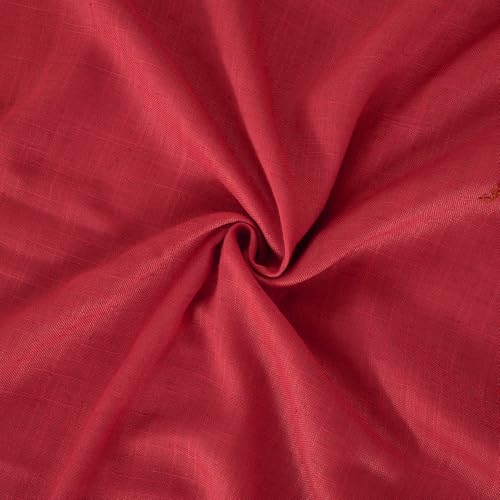 Red Linen Cafe Curtains 36 Inch Length (Red / 24"W x 36"L (Pack of 2))