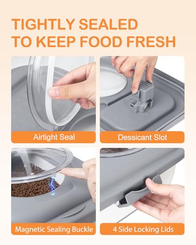 15 23 Lbs Dog Food Storage Container Airtight (Grey with handle)