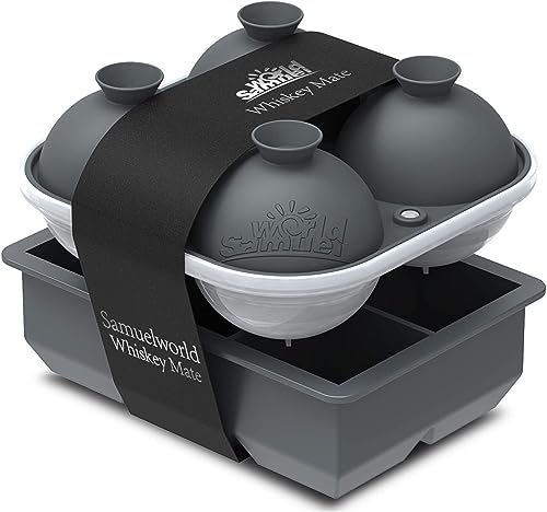 Large Silicone Premium Ice Trays (Gray / 4 Sphere/6 Cube)