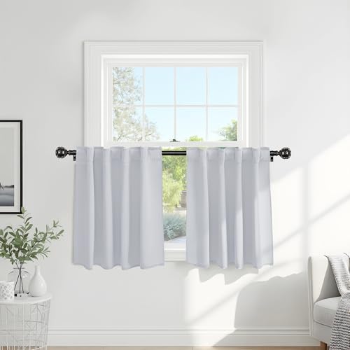 White Curtain Panels (Greyish White / 42"W x 30"L (Pack of 2))