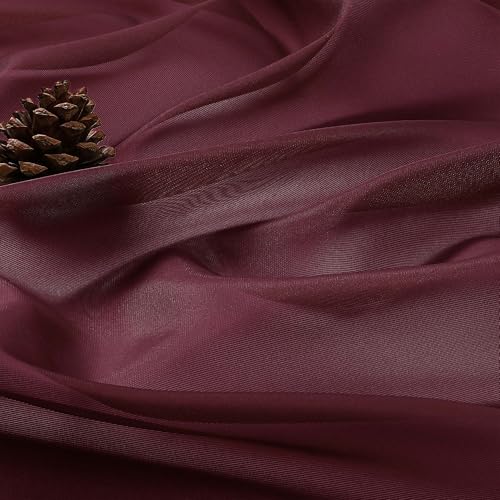 Sheer Curtains 2 Panels Set for Bedroom Living Room (Burgundy Wine / 59"W x 96"L (Pack of 2))