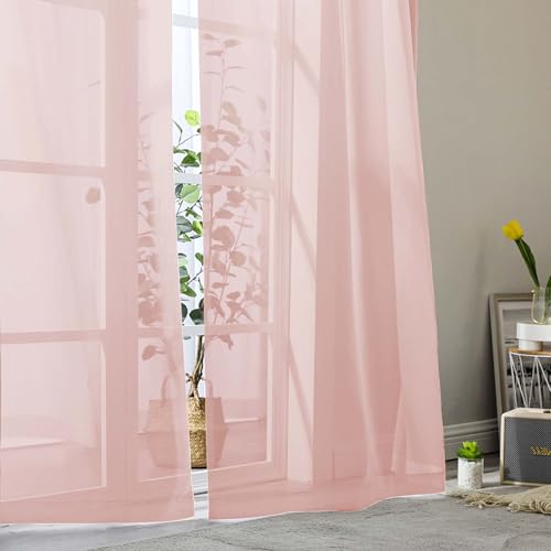 Blush Sheer Curtains 84 Inches Long 2 Panels (Blush / 42"W x 84"L (Pack of 2))