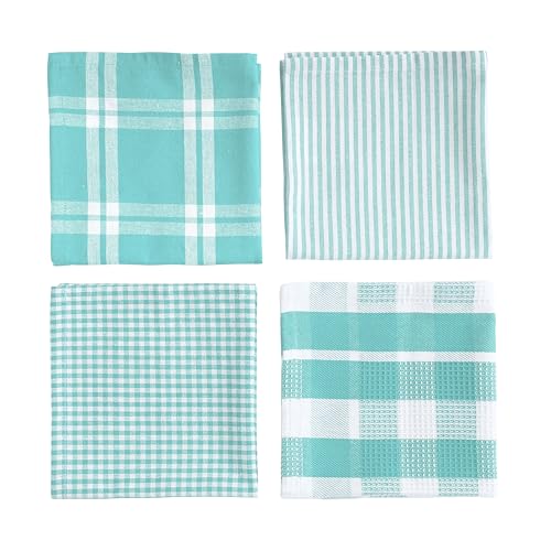 100% Cotton Kitchen Dish Cloths (12"x12" - 12 Pack / 04: Aqua)