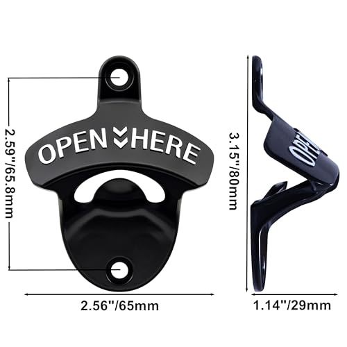 Black Wall Mounted Beer Bottle Cap Opener Stainless with Screws (Black/White)