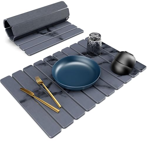 Large Stone Dish Drying Mat for Kitchen Counter (Marble / 24" x 16")