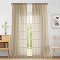 Extra Wide Taupe Sheer Curtains for Window 96 Inches Long 2 Panels Set (59"W x 96"L (Pack of 2) / Taupe)