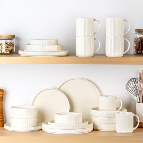 Ceramic Coffee Mugs Set of 6 (Beige / 14 OZ (Set of 6))