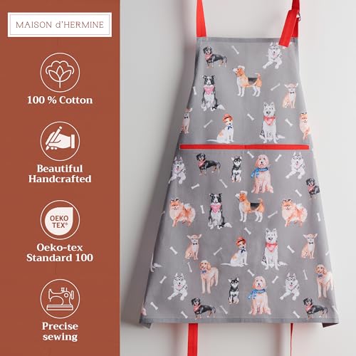Aprons for women with Pocket 100% Cotton Pack of 1 (064 - Lovely Dogs)