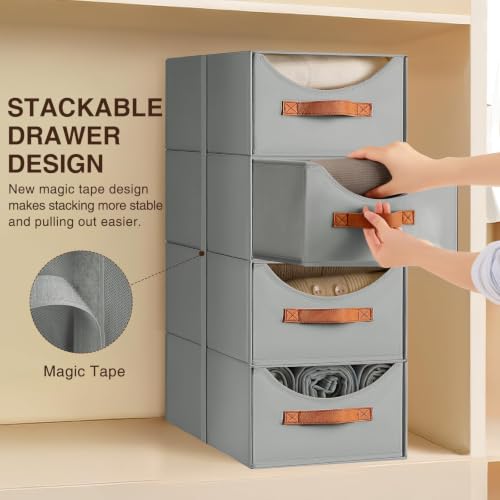 Stackable Storage Drawers (Gray / 16 Inch. - 8 Pack)