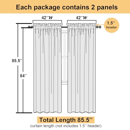 Aqua Sheer Curtains for Bedroom 84 Inches Long 2 Panels (Aqua / 42"W x 84"L (Pack of 2))