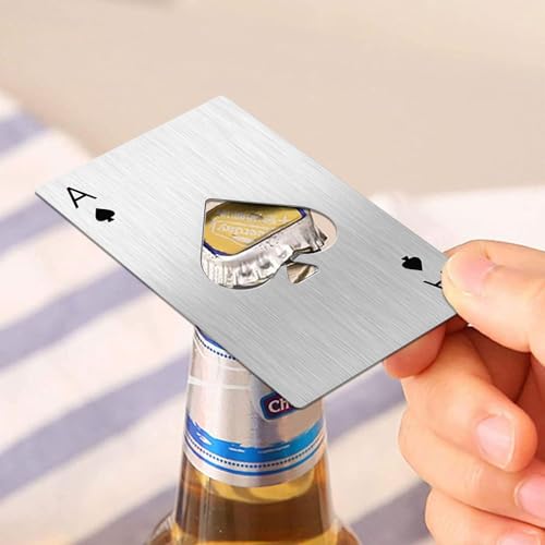 Ace Of Spades Bottle Opener Credit Card Size Pocker Cap Opener Portable Stainless Steel Can Opener (4 Pack Silver)