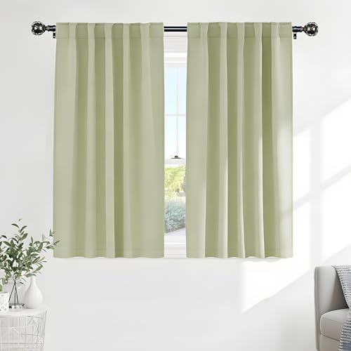 Short Blackout Curtains (Meadow Green / 42"W x 45"L (Pack of 2))