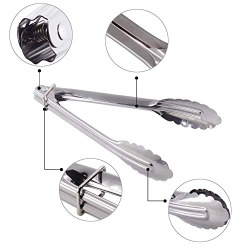 Mini Stainless Steel Serving Tongs Small Tongs Set (7" 7" 7")