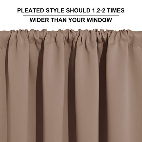 Blackout Curtains for Bedroom Living Room Nursery 63 inches Long (Mocha / 34"W x 63"L (Pack of 2))
