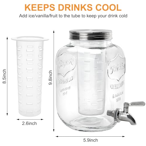 1 Gallon Glass Beverage Dispenser with Lid