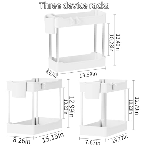 3 Pack Under Sink Organizer Bathroom and Storage Cabinet (3 Pack / White)