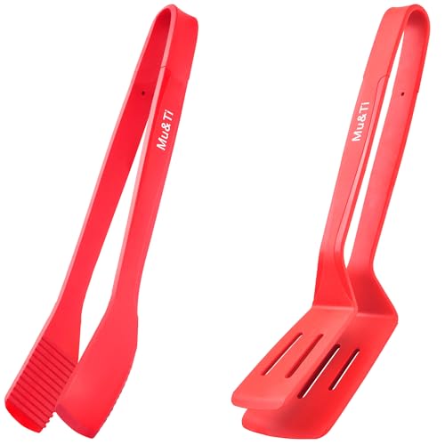 Silicone Kitchen Tongs 2 (2 Pack Red)