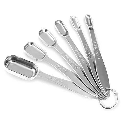 6-Piece 18/8 Stainless Steel Measuring Spoons Set, Silver (6 Piece / Silver)