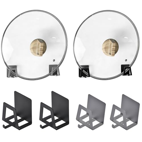 Pot Lid Holders Organizer Wall (Black+Gray)