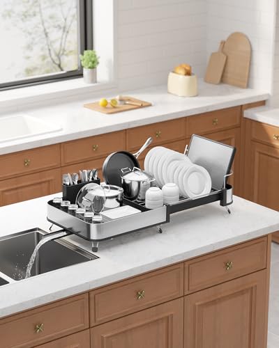 Expandable Metal Dish Drying Rack (Black / Large)