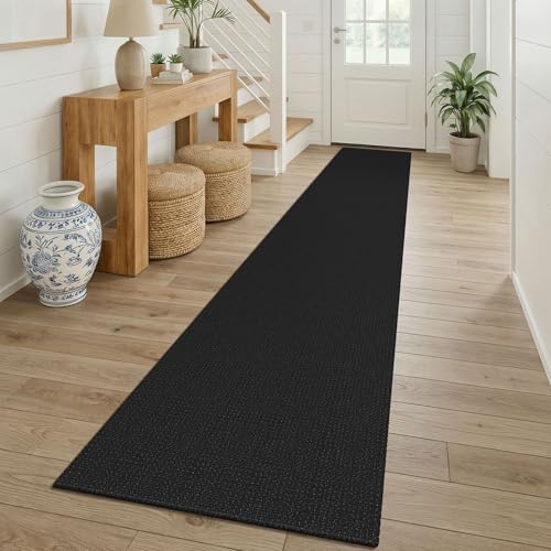 Black 2x12 Runners Rugs for Hallway (Black/Dark Grey / 2' x 12' (Runner))